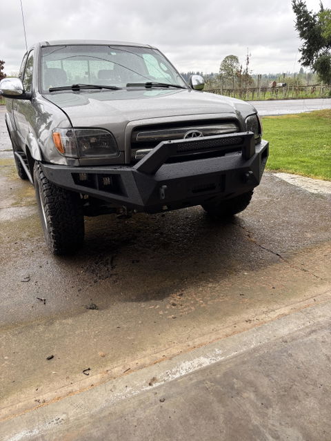 Fits 2000-2006 Toyota Tundra Bumper Full Width Heavy Duty Bumper with Winch Plate, LED Lights and D-rings