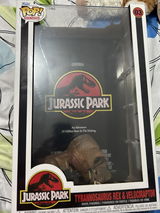 Tyrannosaurus Rex and Velociraptor Pop! Movie Poster de 6” Pulgadas con Case Acrílico (Jurassic Park – Película) Funko Pop!