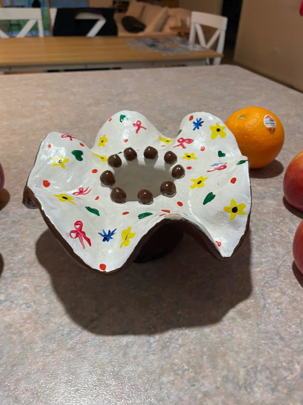 Hand built white clay dish