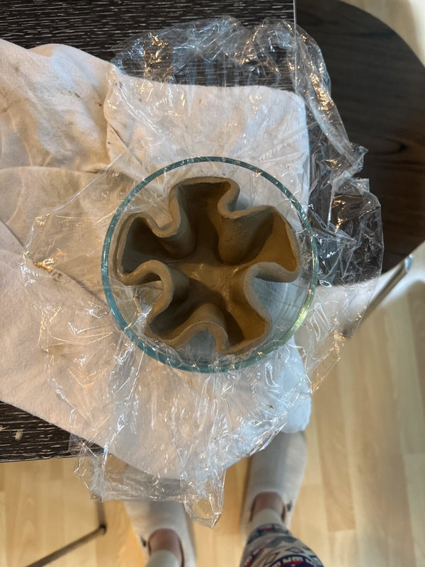 Flower shaped clay dish freshly made