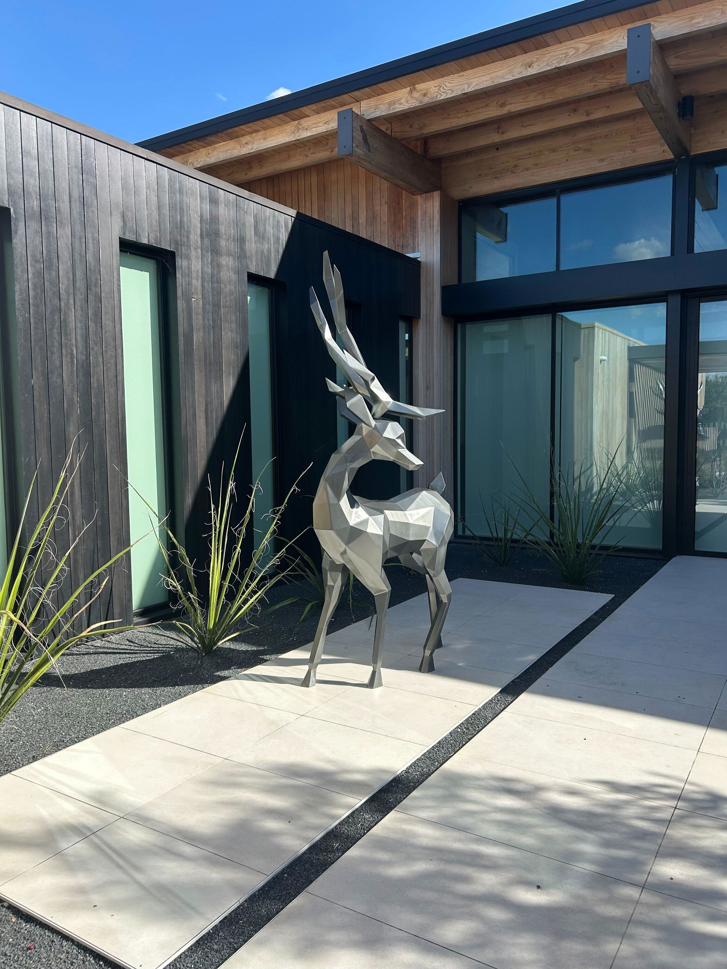 PREMIER Lawn Sculpture Garden Stainless steel Geometric Sika Deer Sculpture PSSS-001