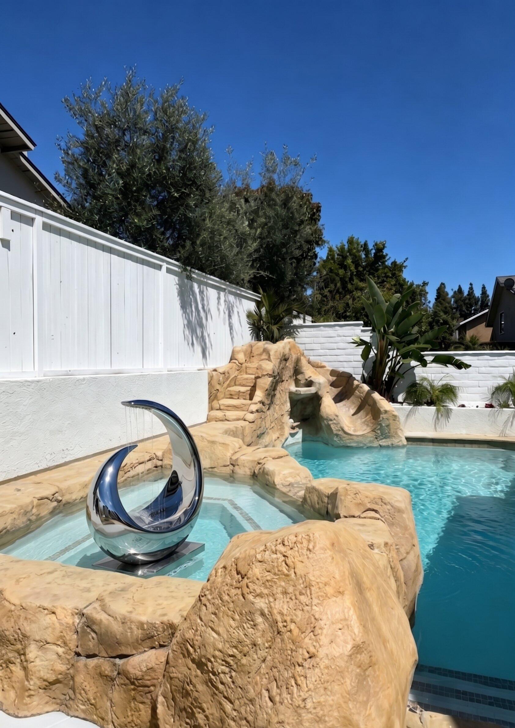 PREMIER Abstract Stainless Steel Fountain Black Sculpture for Luxury Homes, Modern Villas and Gardens PSSS-136