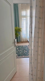 Green Floral Machine Washable Rug