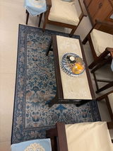 Blue Floral Machine Washable Rug