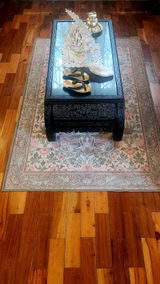 Green Floral Machine Washable Rug