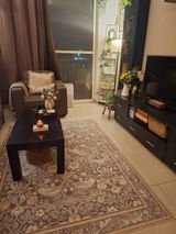 Brown-Grey Floral Machine Washable Rug