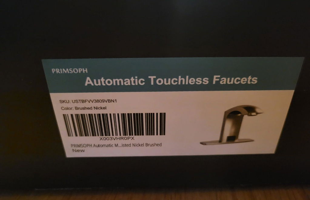 PRIMSOPH Model 8009 Battery and Plug-In Powered Touchless Faucet with Temperature Mixer, Brushed Nickel