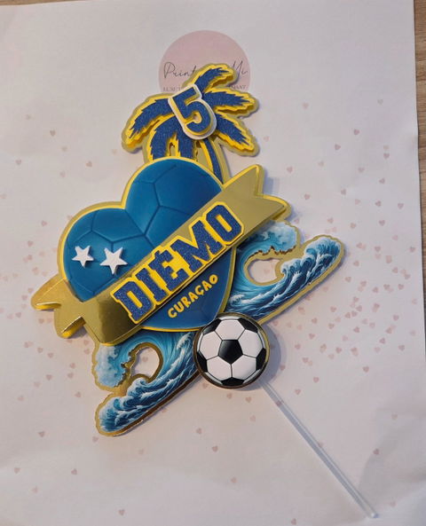 Taartdecoratie Curacao met naam en leeftijd