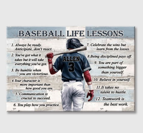 Personalized Baseball Life Lessons Poster / Canvas - Custom Gift For Baseball Lover
