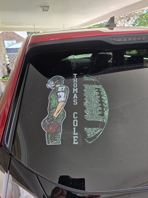 Custom Football Player Car Decal - Personalized Football Name & Number Sticker for Sports Moms and Dads