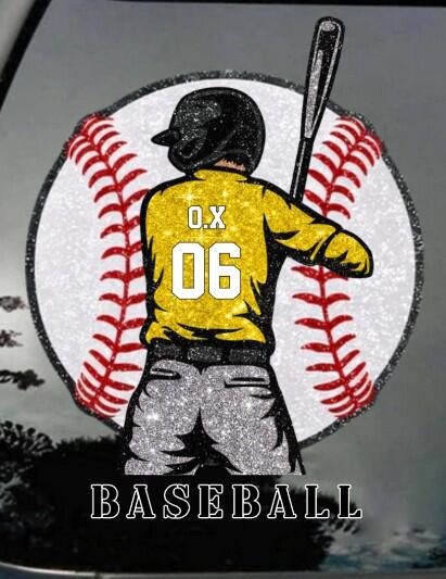 Personalized Baseball Car Decal - Custom Name and Jersey Number for Fans and Players