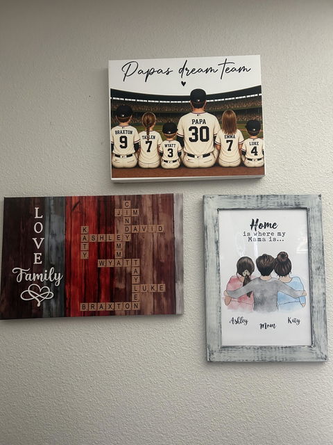 Personalized "LOVE Family" Crossword Names Canvas /Poster Wall Art for Home