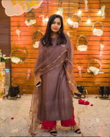 Ruhani Mocha-Pink Kurta (Set of 3)