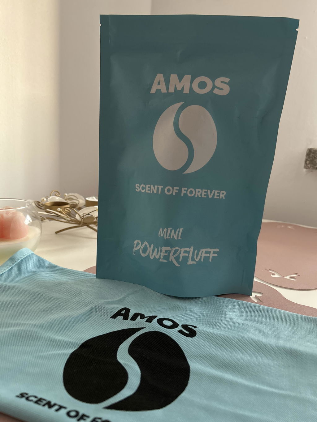 Set 3 lavete albastre microfibra AMOS Powerfluff Mini 250 GSM 40*40cm