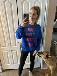 Hot Girls Rescue Dogs Unisex Crewneck Sweatshirt | Dog Rescue Gift | Printed in USA