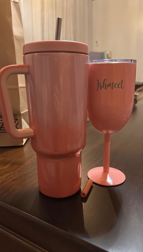 Stemmed Stainless Steel Wine Glasses with Lid