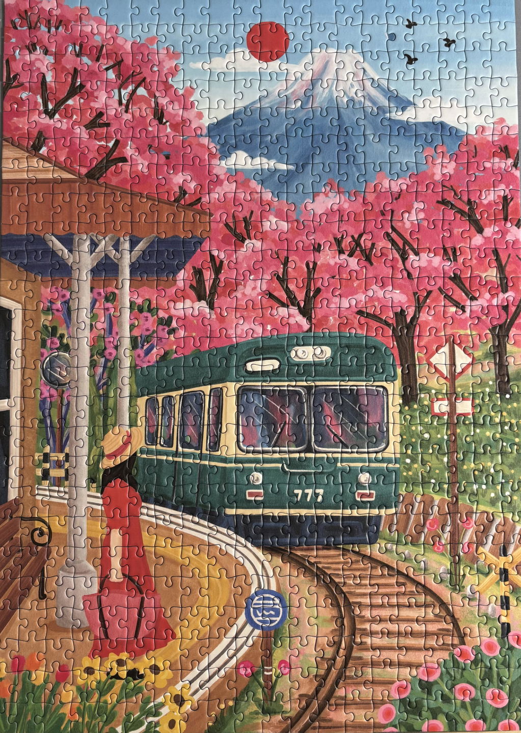 Amavel Flowing Cherry Blossom ワンピース Fuji Blossoms by Pieces & Peace | 500 Piece Jigsaw Puzzle – Puzzledly