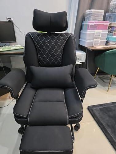 Submi Office Chair, Ergonomic Gaming Chair for Adults, Big and Tall Desk Chair, High Back Computer Chairs with Footrest and Lumbar Support, Adjustable Height Gamer Chair, Heavy Duty, 350LBS, Black