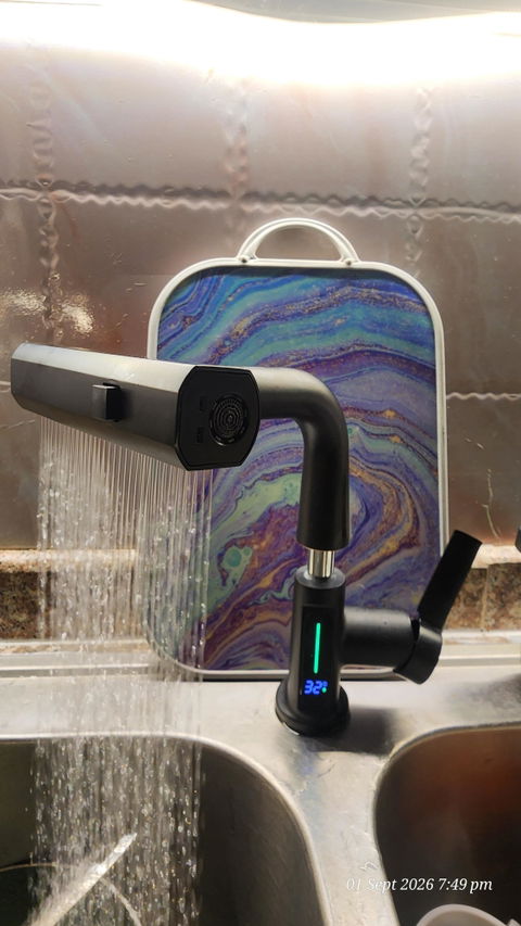 Digital Display Pull Type Kitchen Faucet, Waterfall Bathroom Basin Hot And Cold Mixer Tap
