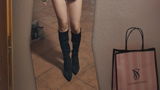 CLAIRE - stivali alti in lycra nero con tacco a spillo