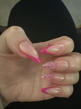 Natural V French with Flowers Press on Nails