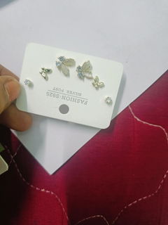 Crystal & Stone Trio Earring Set