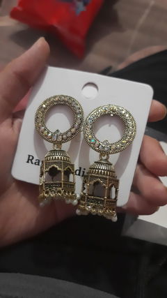 Vintage Dome Jhumka Earrings with Ornamental Circle Accent
