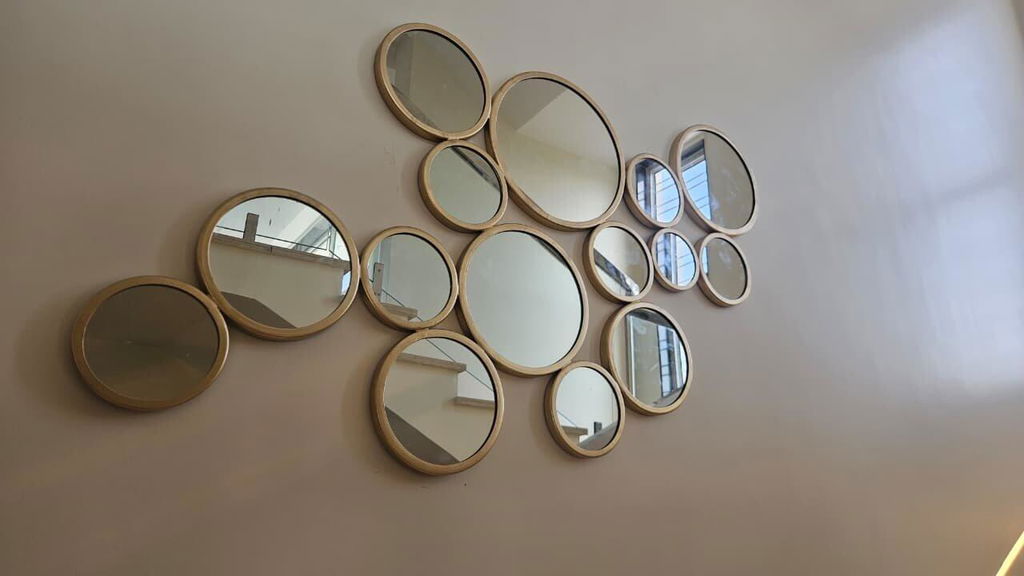 Golden Circle Cluster Mirror Wall Art