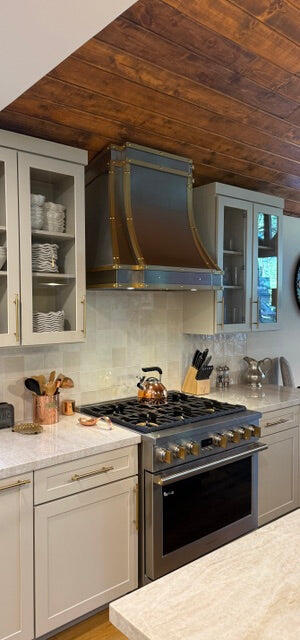 RHM Sweep Stainless Steel Custom Range Hood with Brass Trims SH33-C4BS