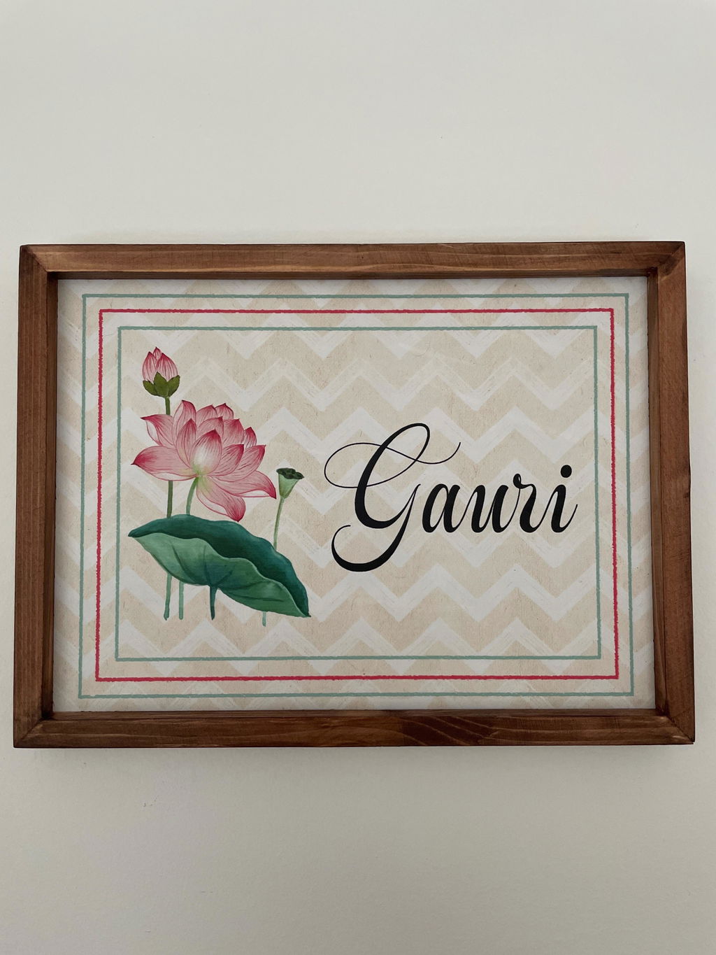 Lotus - Handcrafted Framed Nameplate