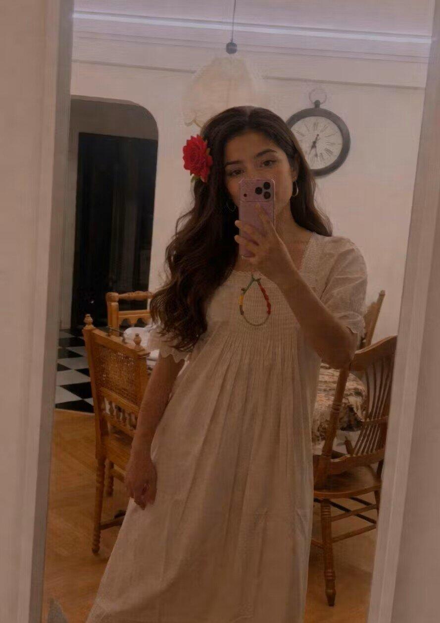 Victoria Style Puff Sleeves Cotton Night Gown