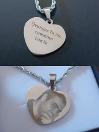 Collana o portachiavi a Cuore Personalizzata in Acciaio – Foto Incisa + Dedica Personalizzata
