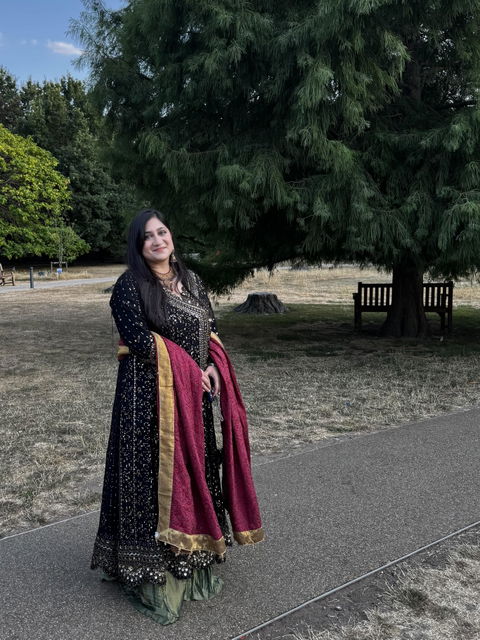 Black Maxi Gown With Embroidered Shawl