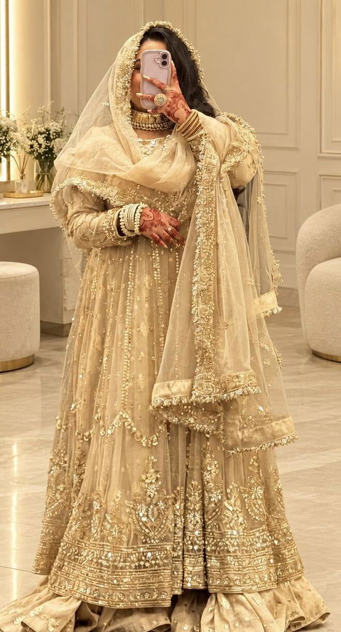 Gold Maxi with Farshi lengha