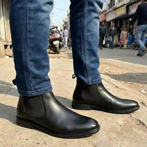 Pure Full-Grain Leather Chelsea Boots for Men