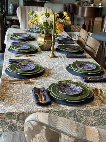 Customer photo of the Ruffle Rectangle & Square Tablecloth - Asparagus Green