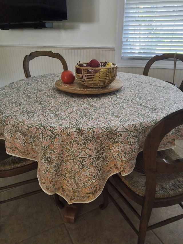 Customer photo of the Sassy Salmon and Emerald Green Square & Rectangle Tablecloth