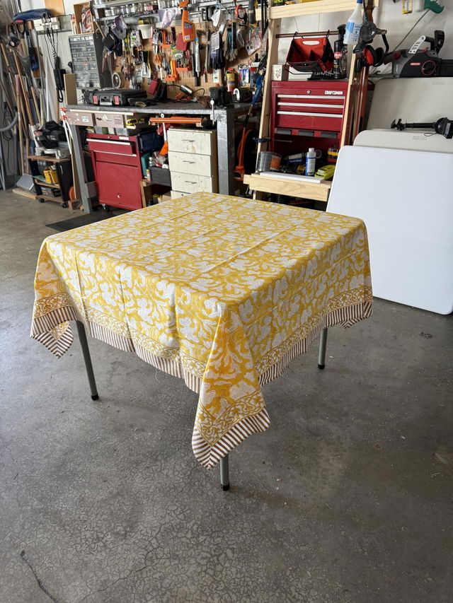 Customer photo of the Saffron Yellow Square & Rectangle Tablecloth