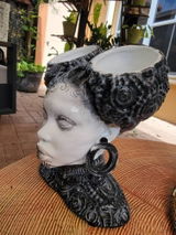 Buyer photo of Gothic Head Planter, Twin Bowl Face Plant Pot