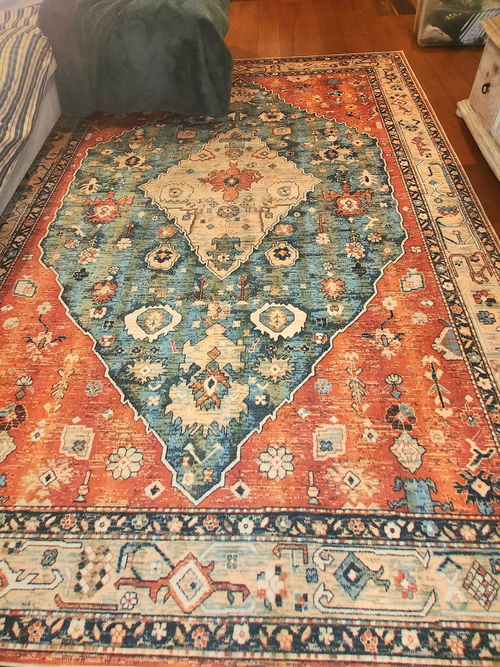 Large 200x290cm Washable Floor Rug with Geometric Design - Modern