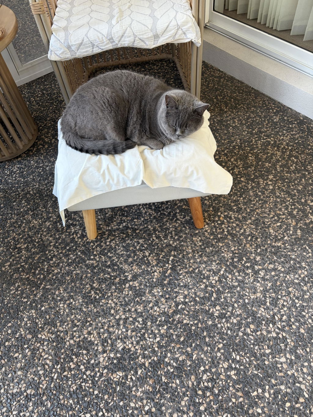 Accent Tufted Ottoman Footstool with Pine Wood Frame - Cream