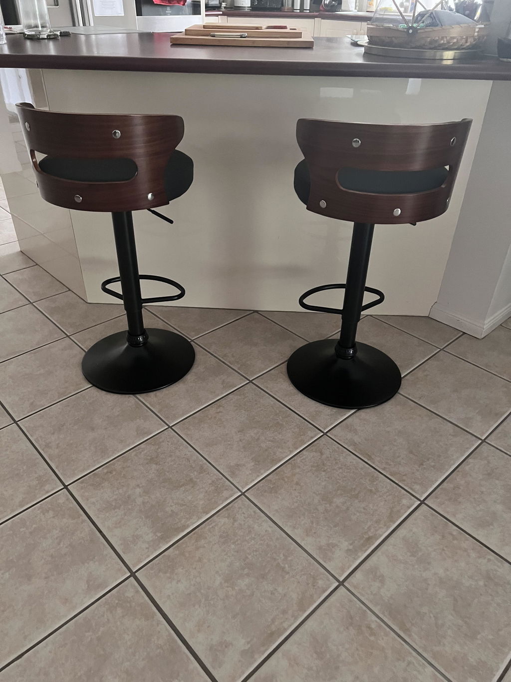 Set of 2 Grandeur Wooden Bar Stools - Black