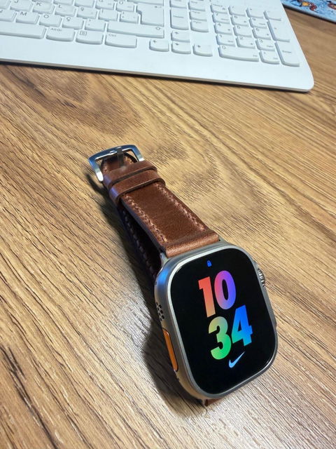Çift Kat Deri Apple Watch Kayışı - Antik Kahve