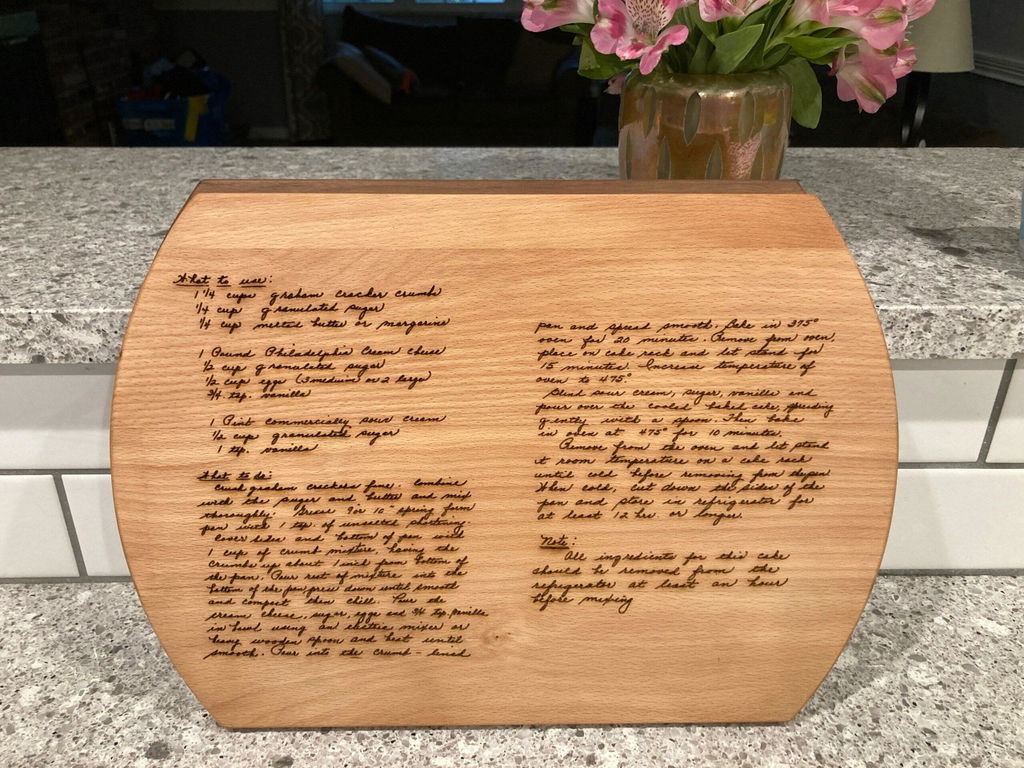 Handwritten Recipe Cutting Board