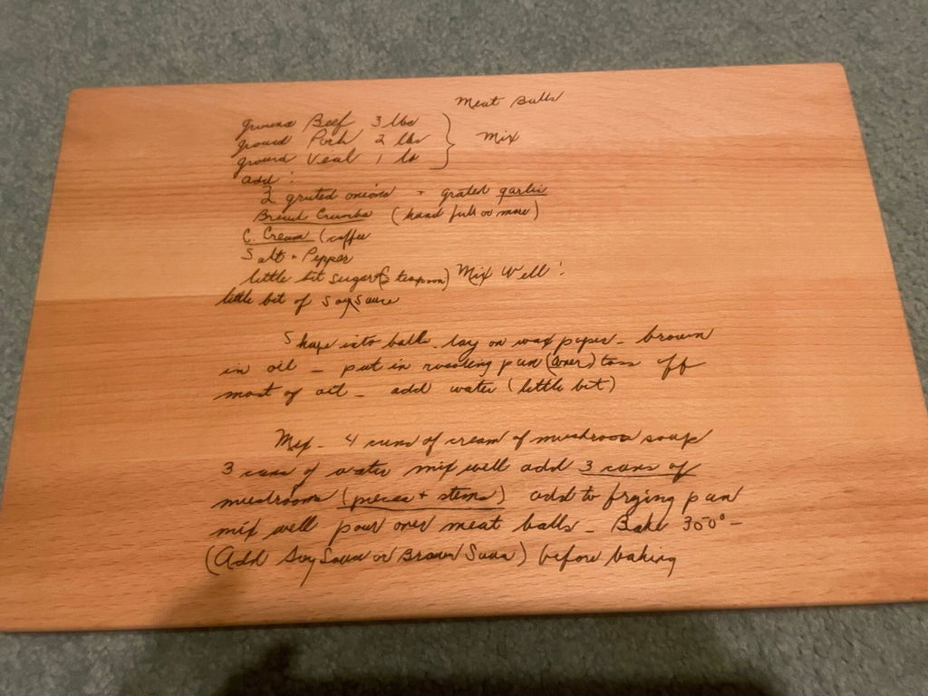 Handwritten Recipe Cutting Board