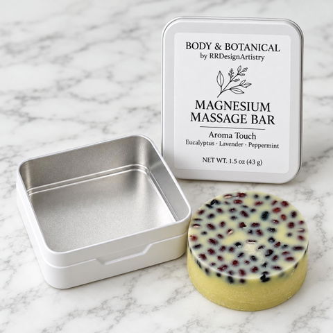Therapeutic Magnesium Massage Bar for Sore Muscles - Handmade Spa Bar with Cocoa Butter