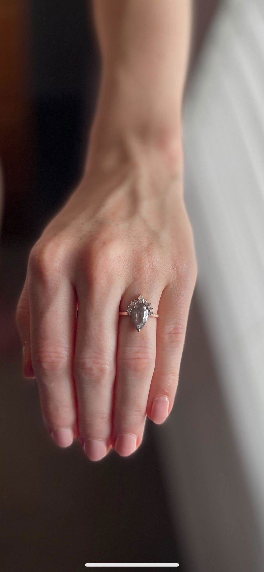 Pear Diamond Ring | Salt and pepper Ring | Pear Salt and pepper Ring | Wedding Ring