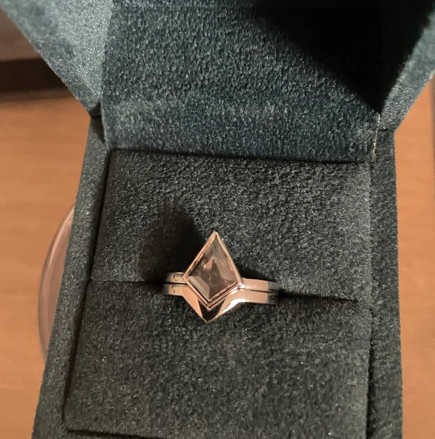 Salt and Pepper Diamond Ring | Engagement Ring | Kite Diamond Ring With Stacking band