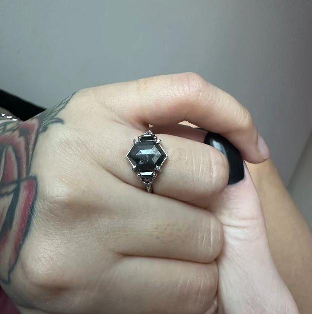 Salt and Pepper diamond Ring | Engagement Ring | Salt and pepper Ring