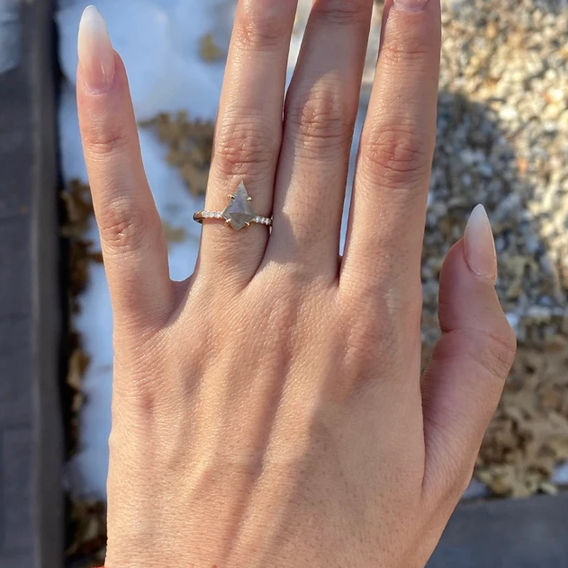 Salt and Pepper Diamond Ring | Engagement Ring | Kite Diamond Ring | Proposal Ring